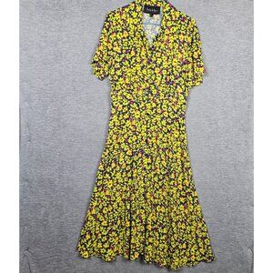 Nicole Miller Women's Button Up Short Sleeve Painted Primrose Dress Size M